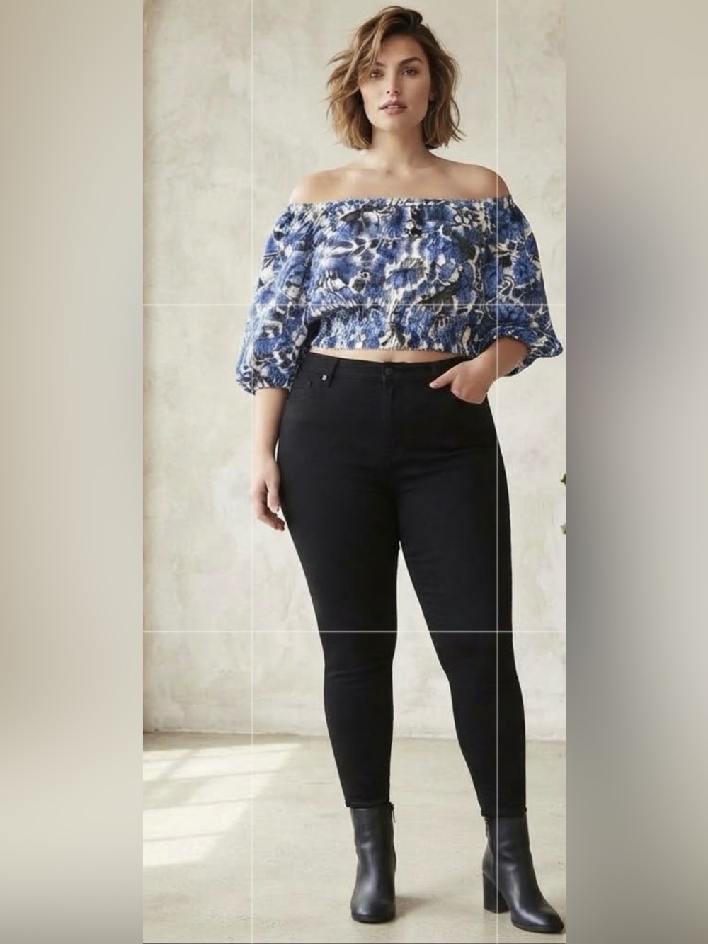 White Closet Floral Off-Shoulder Top(Pit to pit 18” Length 17”)